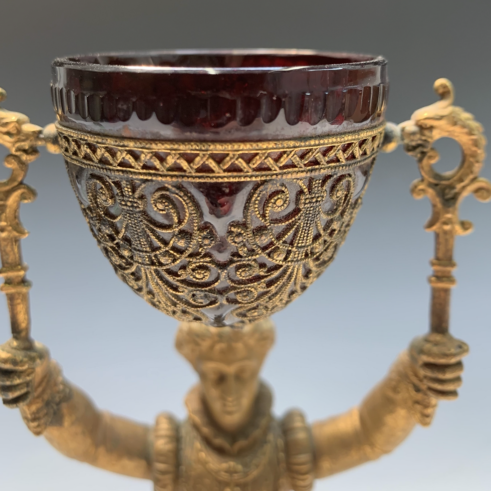 Thumbnail: #126 19th Century Gilt Metal and Glass Female Wager Cup