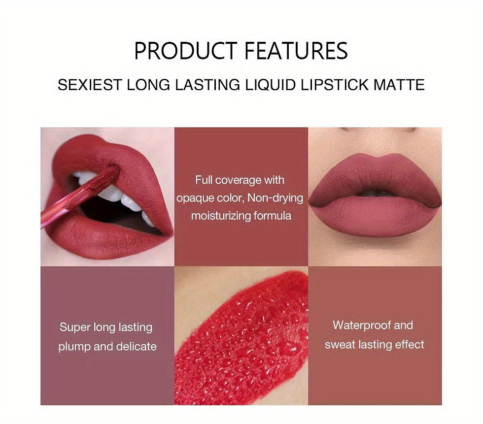 Thumbnail: 6pcs Liquid Lipstick Set, Smudge Proof Non Sticky Lip Gloss Set