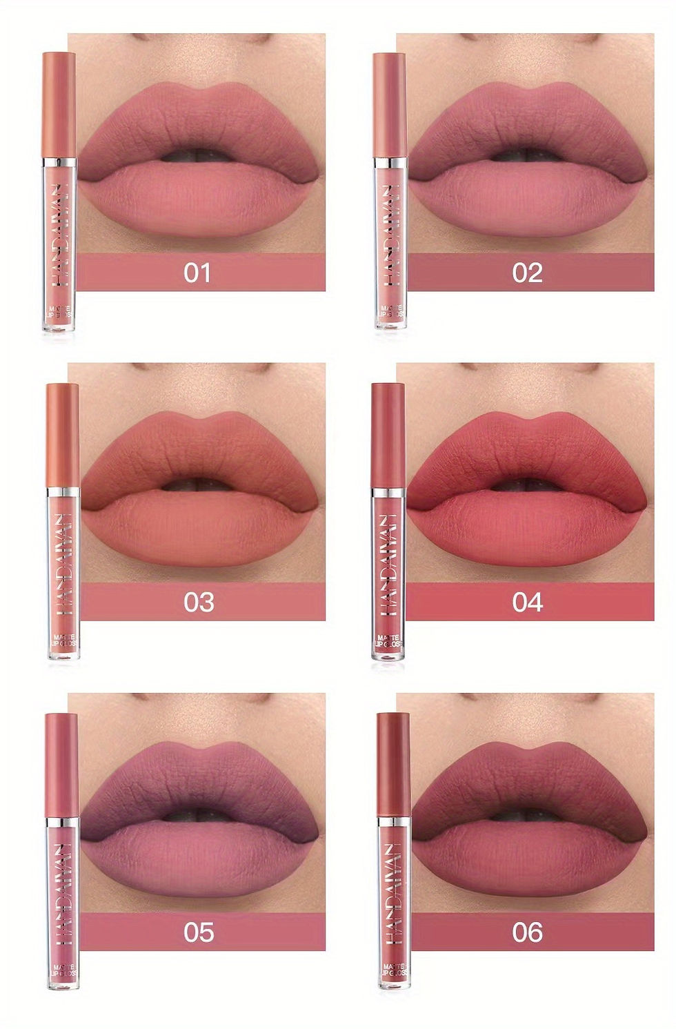Thumbnail: 6pcs Liquid Lipstick Set, Smudge Proof Non Sticky Lip Gloss Set