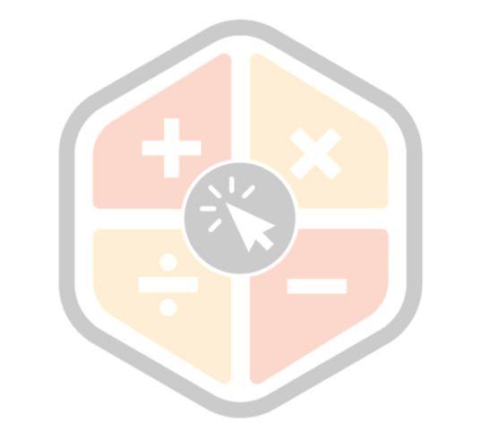 Hexagon icon with math symbols and a cursor click.