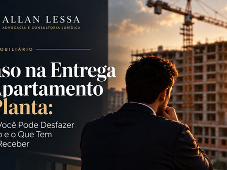 Comprador observa prédio em construção com guindaste ao pôr do sol – atraso na entrega de apartamento na planta