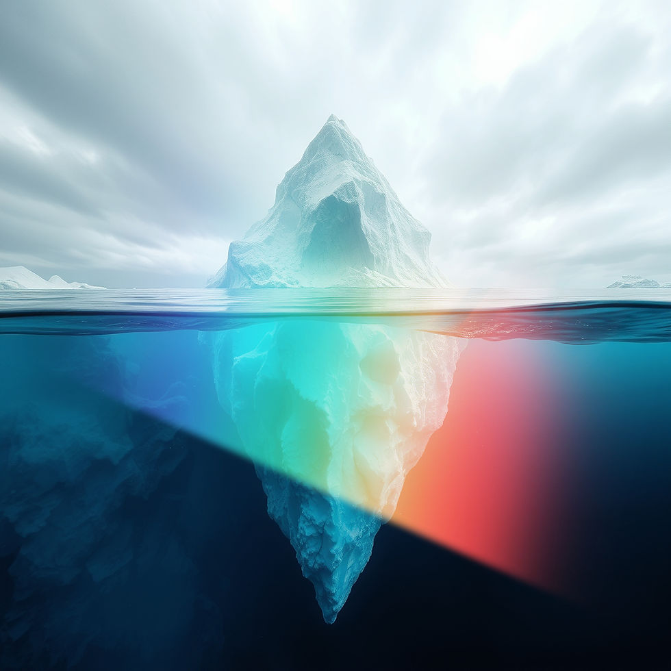 Rainbow iceberg beneath the water
