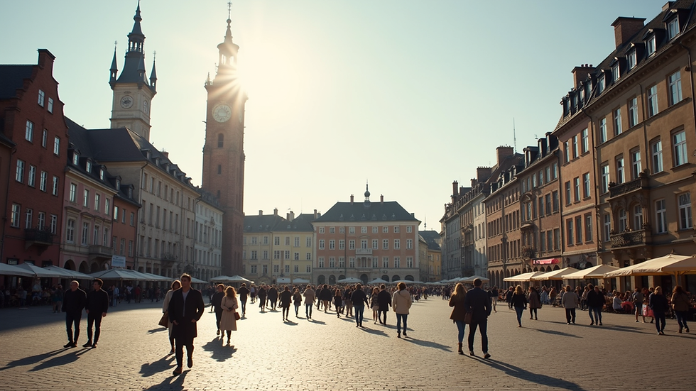 Vue panoramique de la Grand-Place de Lille en fin d'après-midi