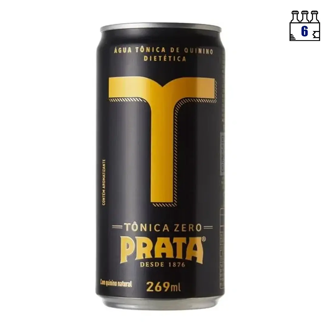 Tônica Prata Zero Lata 269ml: sabor e qualidade premium, sem açúcares e calorias. Ideal para drinks. Pacote com 6 unidades.