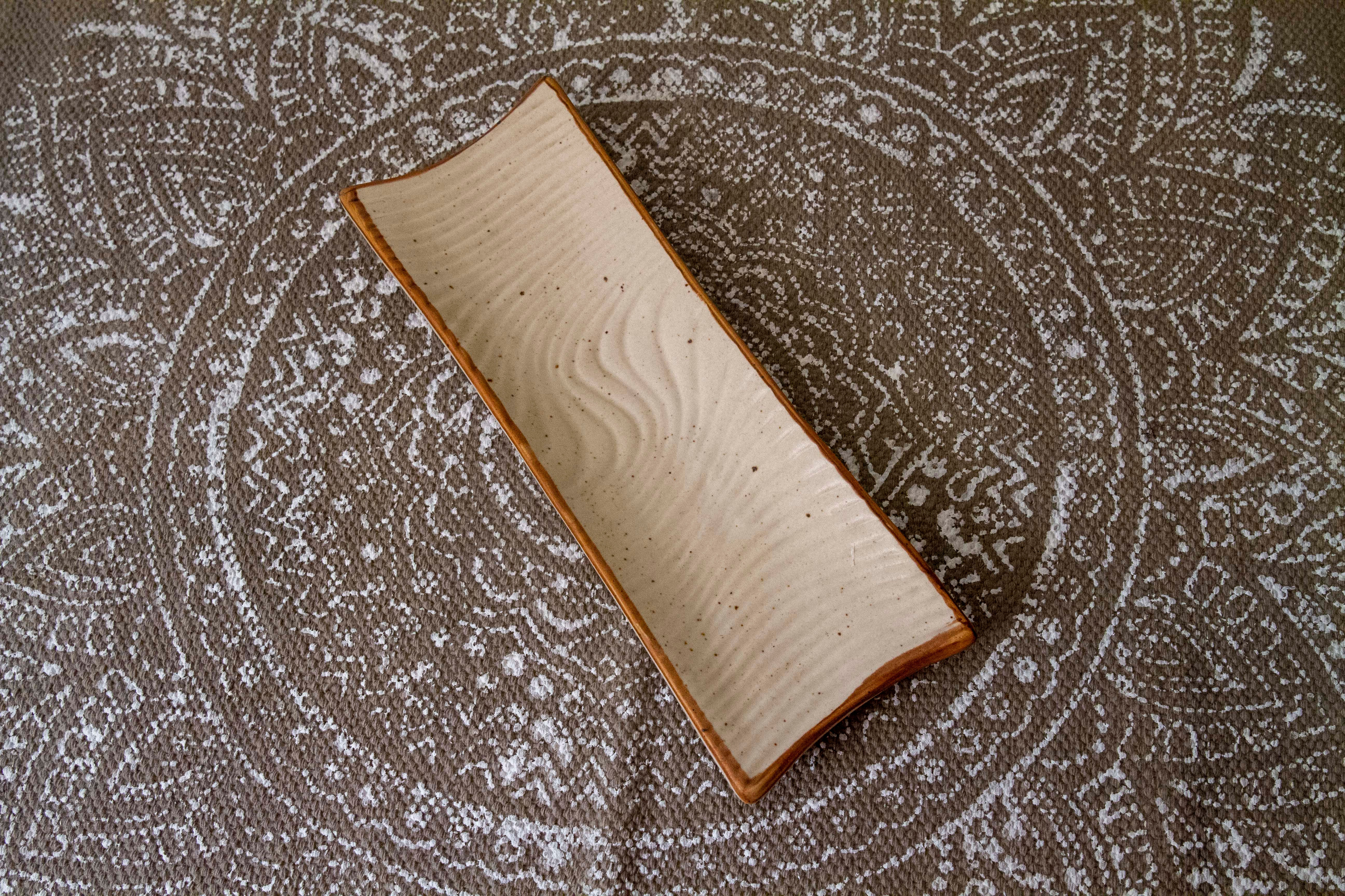 White Hand made ceramic freezer safe multipurpose wave platter