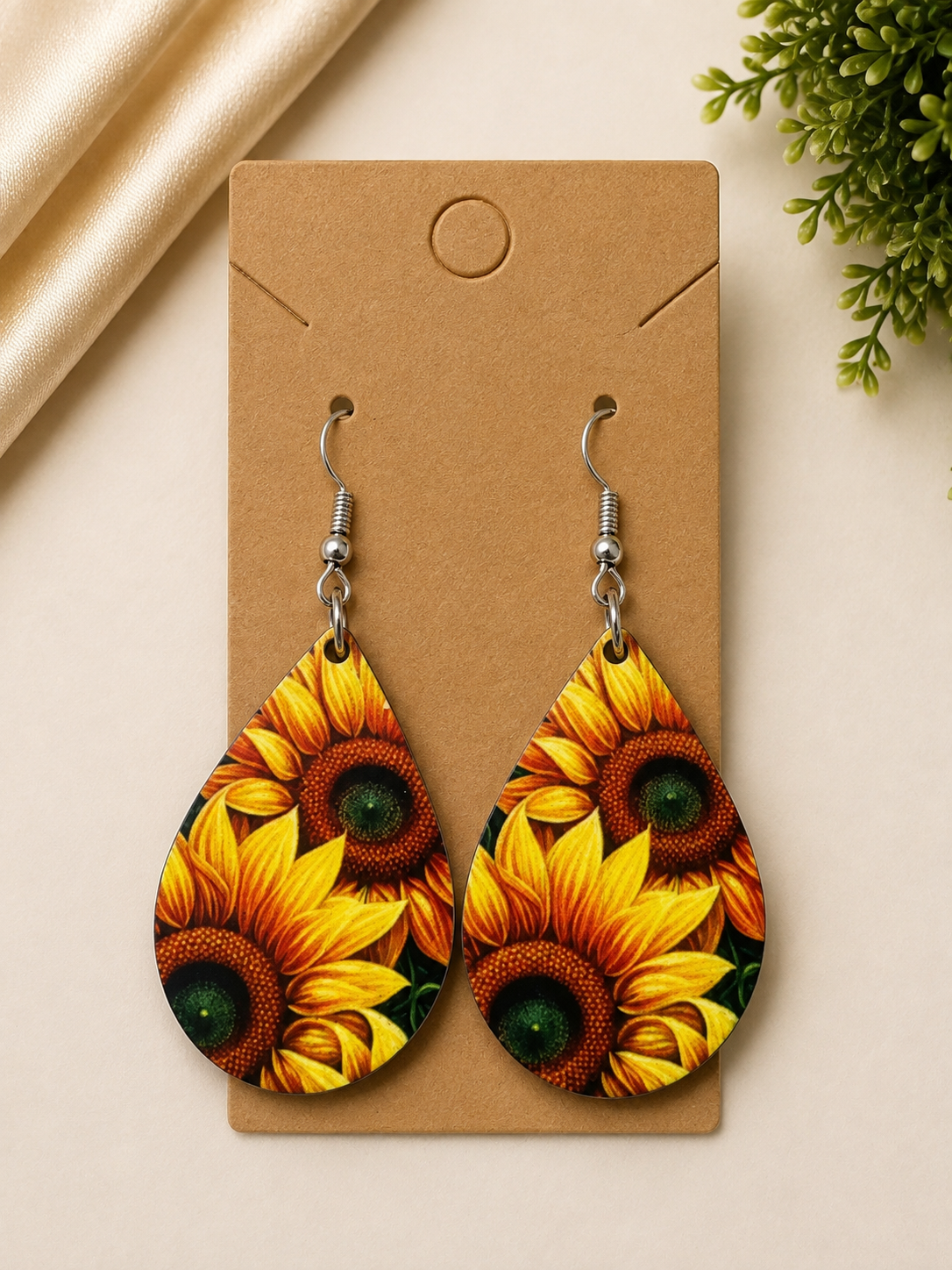 Sunflower Teardrop Earrings