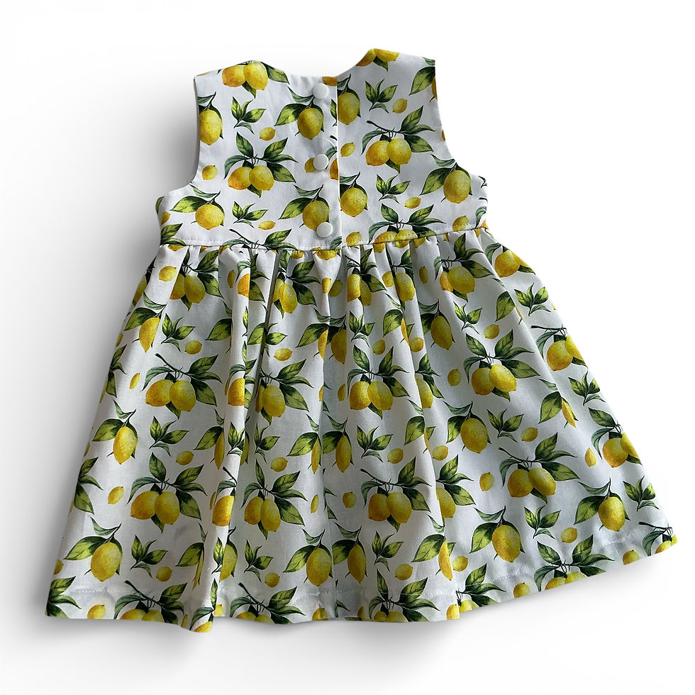 Thumbnail: Baby Girl Lemon Print Sleeveless Dress on white background,