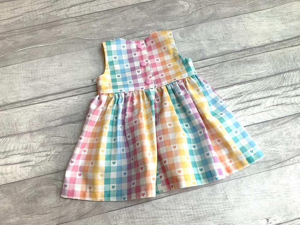 Thumbnail: Girls Sleeveless Dress | Pastel Gingham | Bloomers & Headband