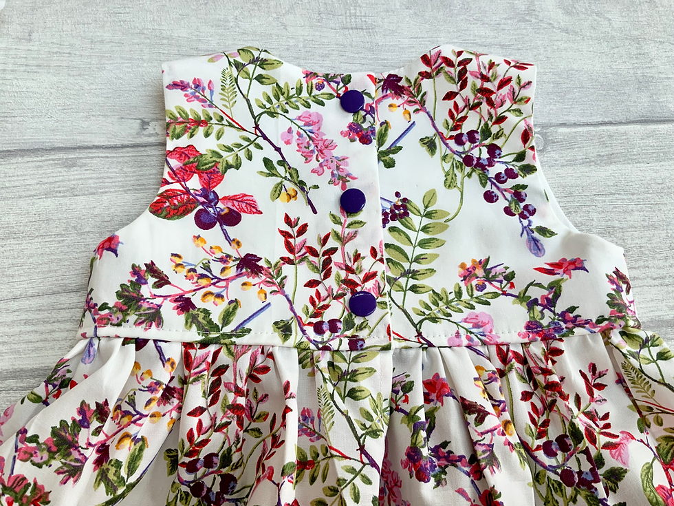 Thumbnail: Girls Summer Dress | Bloomers & Headband Options | Floral Berry Print