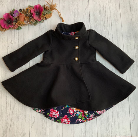 Girls Black Duchess Style Winter Coat fully lined
