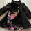 Thumbnail: Girls Black Hi Low Hem Winter Coat fully lined with gold and pearl effect buttons