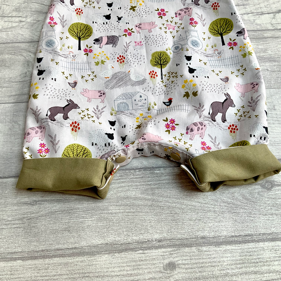 Thumbnail: Farm Print Childrens Dungarees | Harem Style | Fully Lined