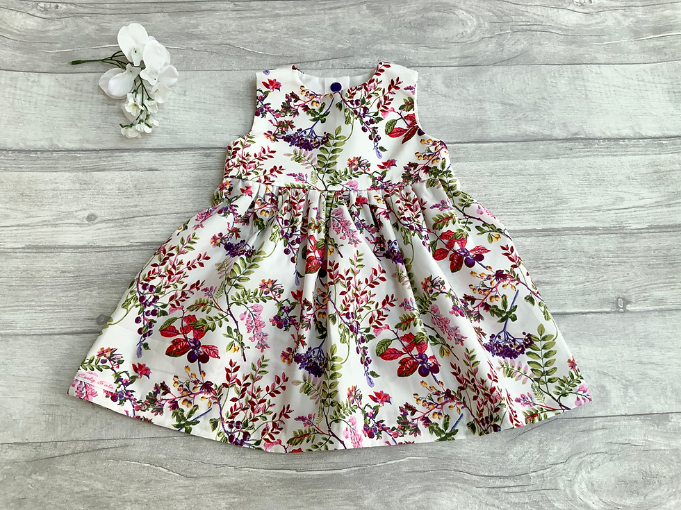 Thumbnail: Girls Summer Dress | Bloomers & Headband Options | Floral Berry Print