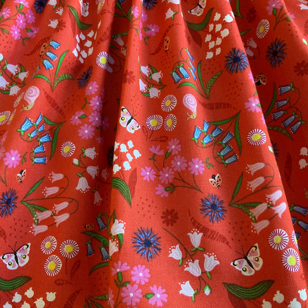 Thumbnail: Girls Red Flutter Sleeve Floral Dress | 0-10 years |  100% cotton