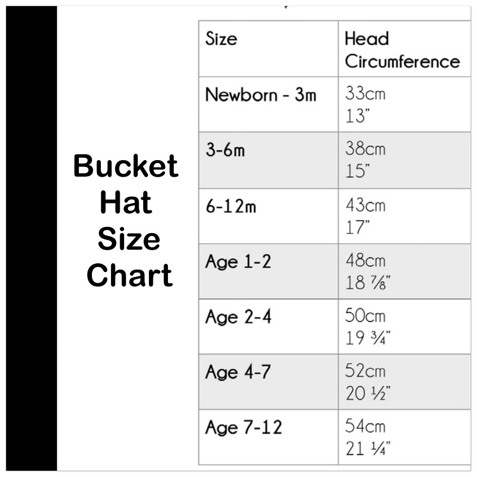 Thumbnail: Child's Bucket Hat size chart