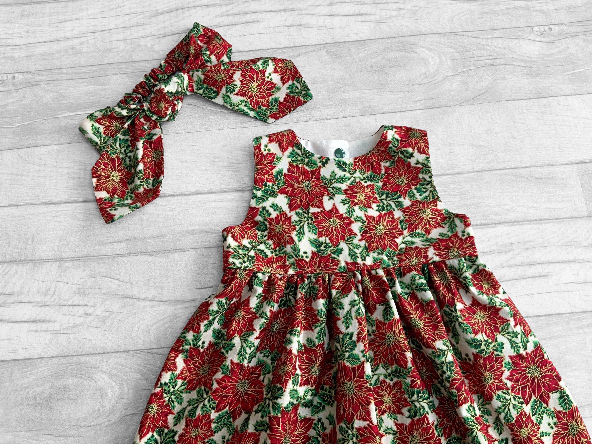 Girls Christmas Dress in a Festive Poinsettia print | Christmas