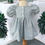 Thumbnail: Girls Grey Floral Vine Puff Sleeve Dress Back View