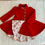 Thumbnail: Girls Bright Red Duchess Style Coat, fully lined with mandarin style collar and four gold effect and faux pearl buttons