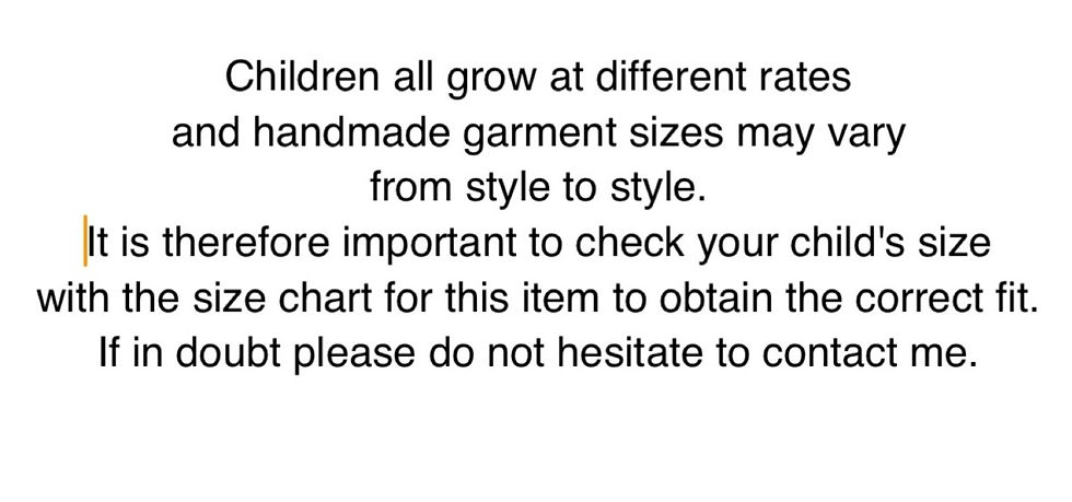 Thumbnail: Information on child sizing