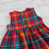 Thumbnail: Girls Teal & Pink Tartan Sleeveless Dress showing back bodice fastening on a grey background