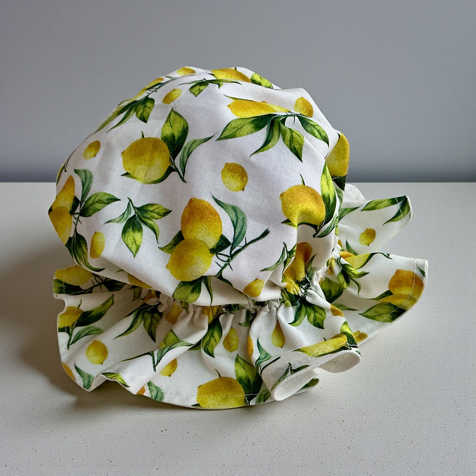 Lemon Print Victorian Style Mop Bonnet