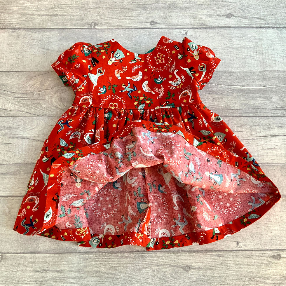 12 Days of Christmas Dress Baby Girl Short Sleeve Red or Green Curly Sals