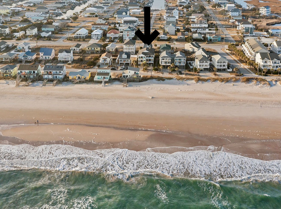 Wide angle view of the beautiful beach near Surf City