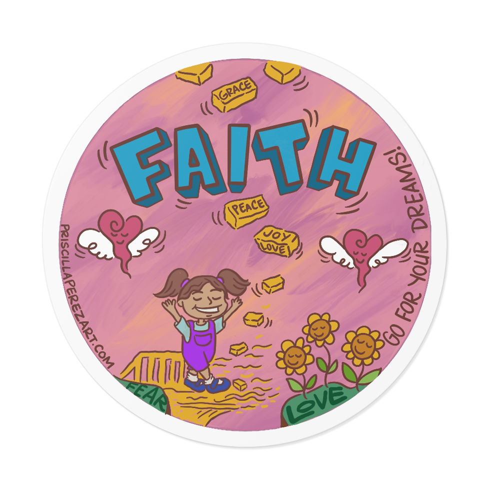 Thumbnail: "Faith, Go For Your Dreams!" Round Vinyl Sticker