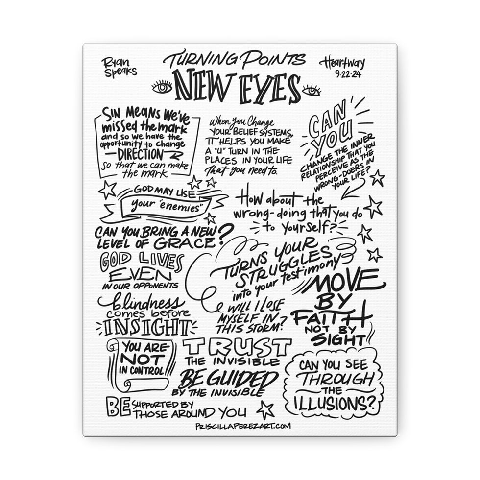 Thumbnail: "New Eyes" (B&W) Canvas Art Print- Sermon Sketchnotes 
