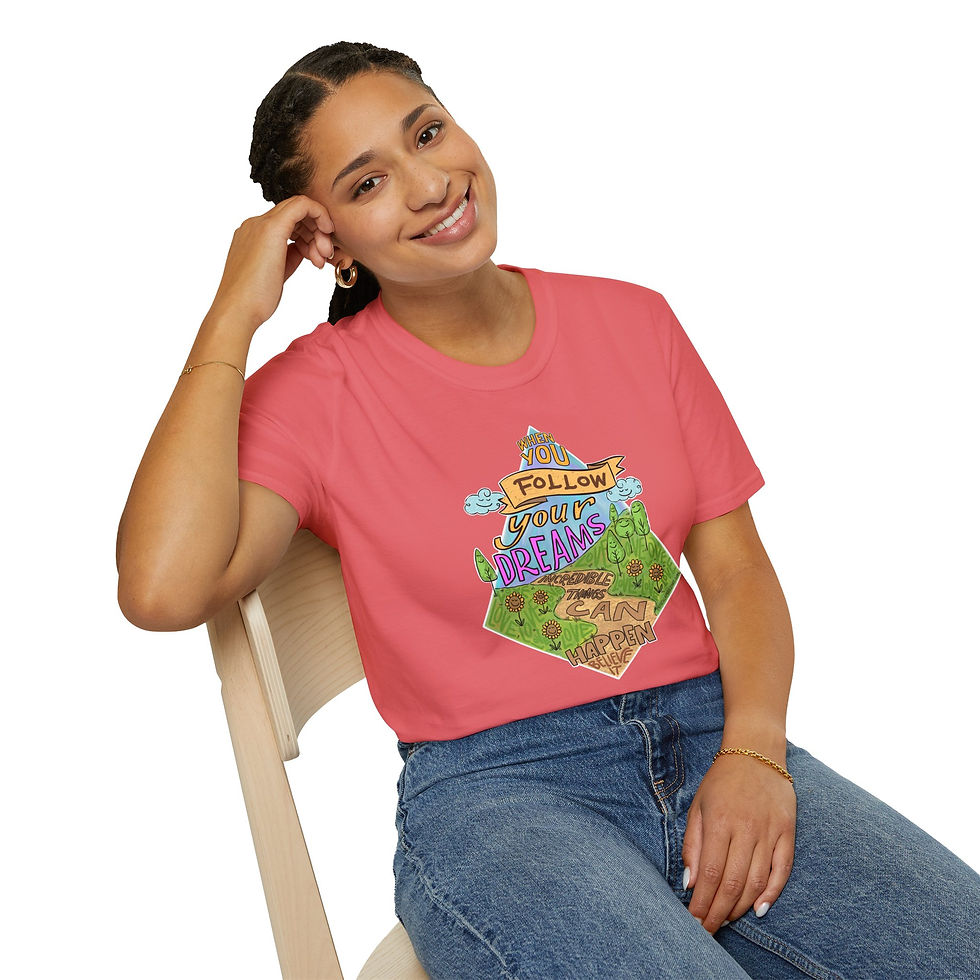 Thumbnail: Follow Your Dreams T-Shirt: Unisex Softstyle Graphic Tee Inspiring Wearable Art 