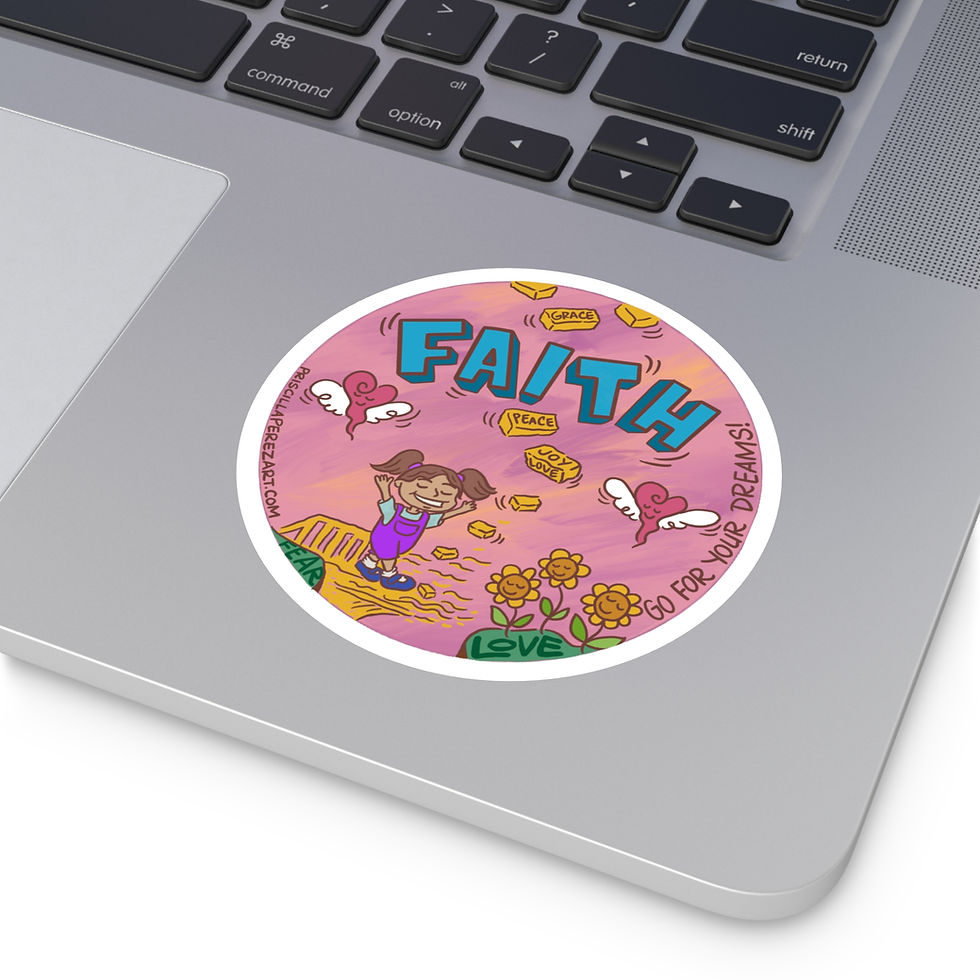 Thumbnail: "Faith, Go For Your Dreams!" Round Vinyl Sticker