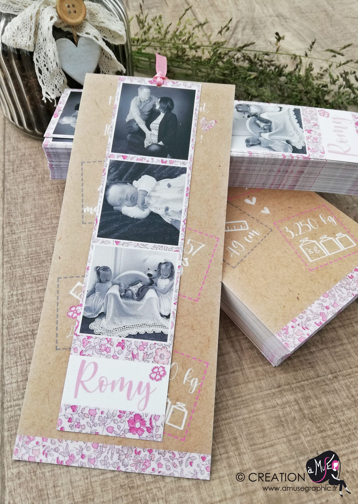 Faire-part photomaton collection Liberty rose