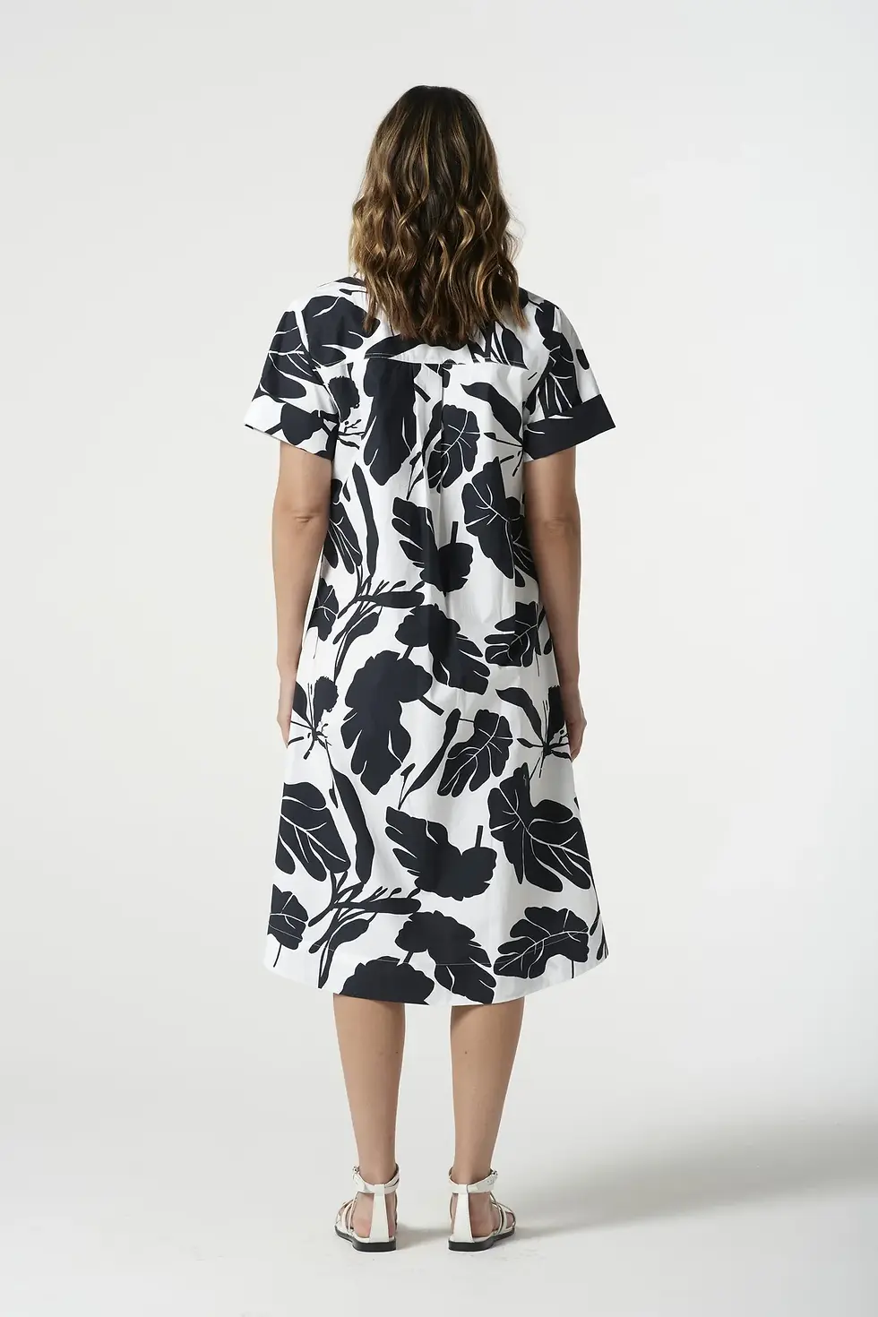 Thumbnail: Goondiwindi Cotton Shore Cotton A-Line Dress - Block Leaf