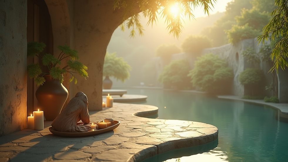 High angle view of serene healing environment