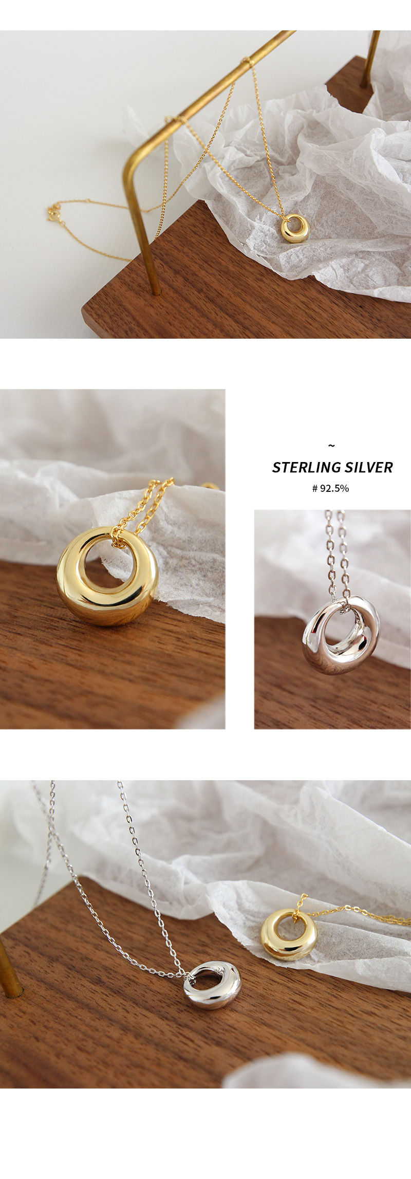 Miniatura: Minimalist Silver Pendant Necklace with Circle Charm