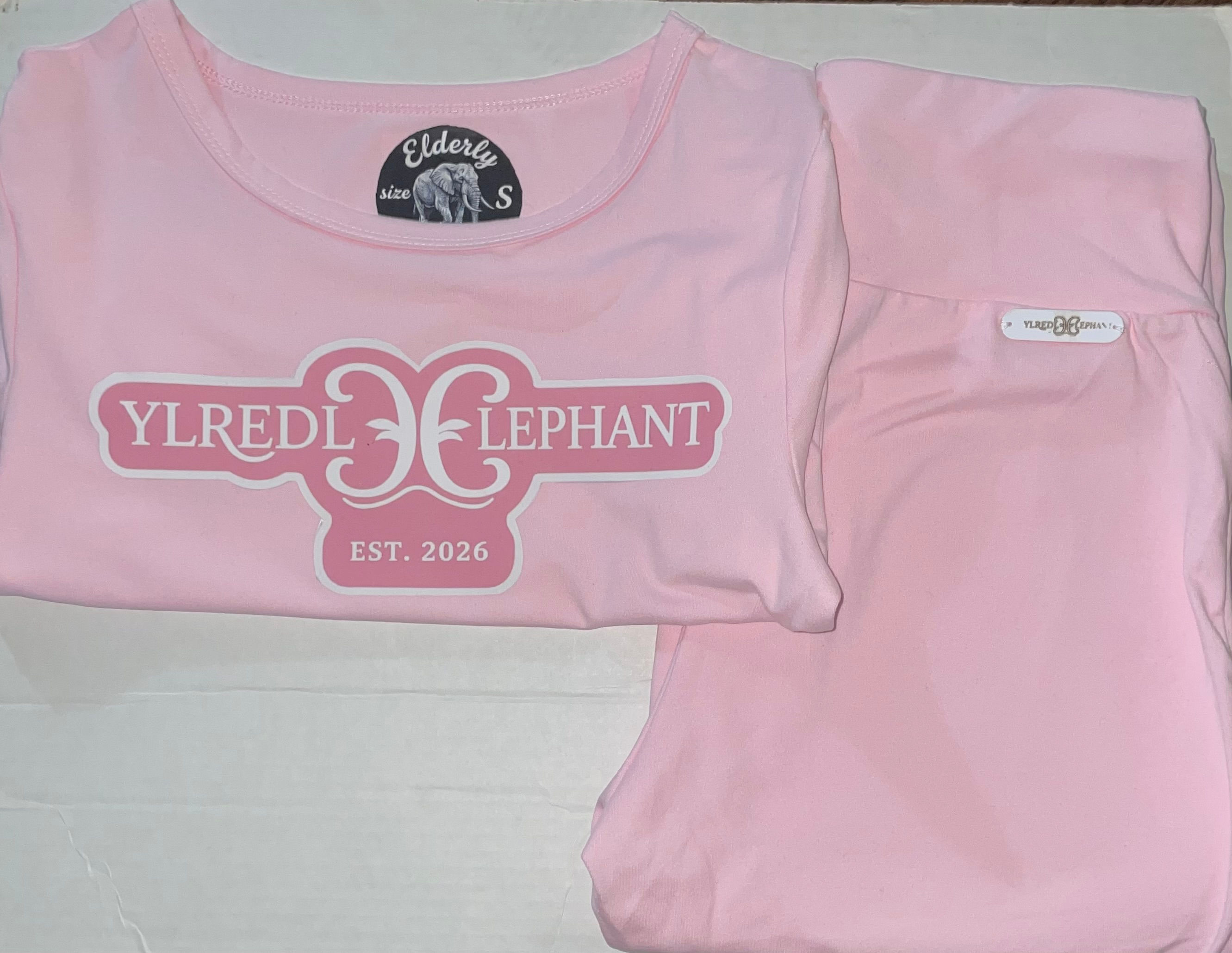 ELDERLY  ELEPHANT CROP TOP TEE BELL BOTTOM LEGGINGS 