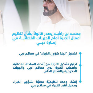 محمد بن راشد يصدر قانونا بشأن تنظيم أعمال الخبرة أمام الجهات القضائية في إمارة دبي