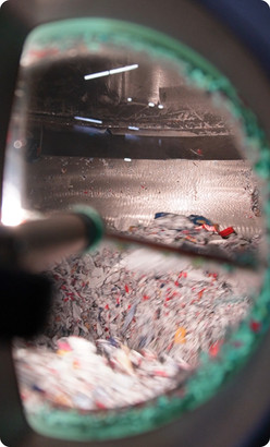Inside the Erema and ReadyMac recycling machines, the material is shredded.