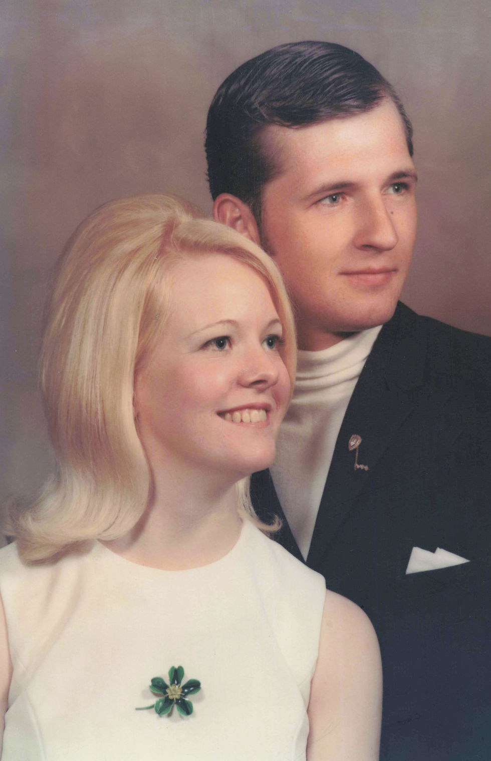 My parents wedding photo staring off to the right.