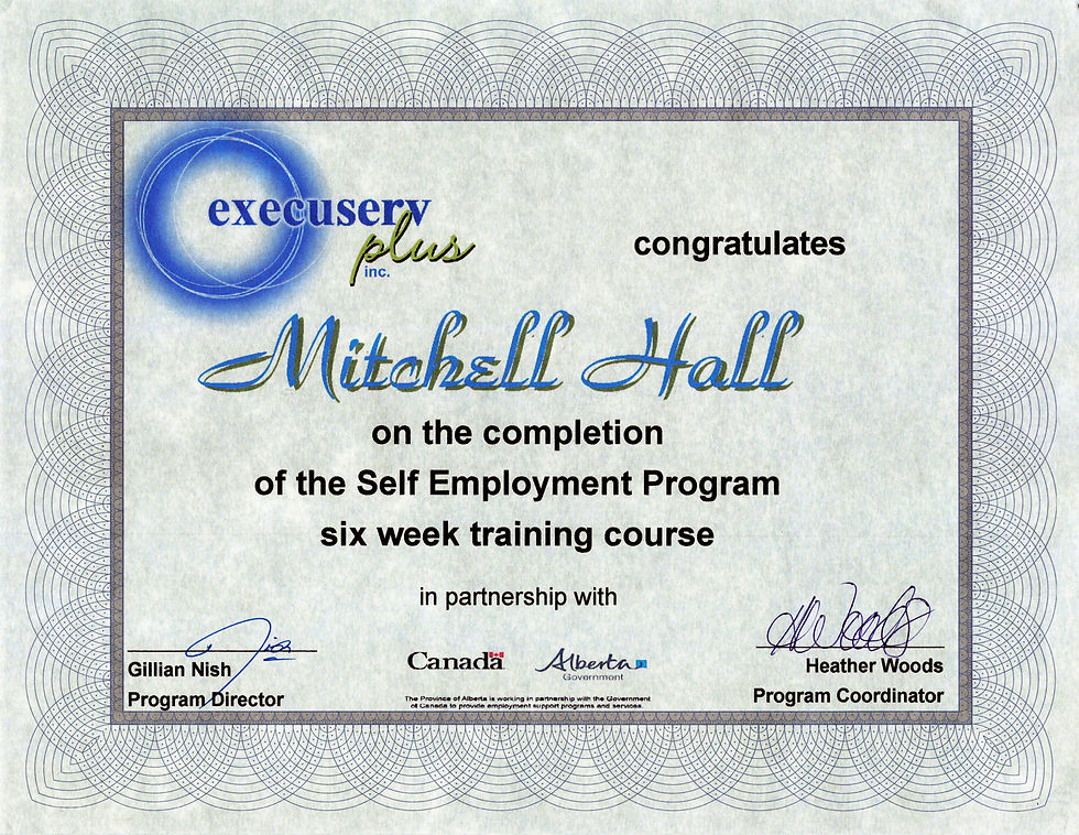 Self-employment training certificate