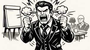 A man with steam coming out of his ears losing composure.
