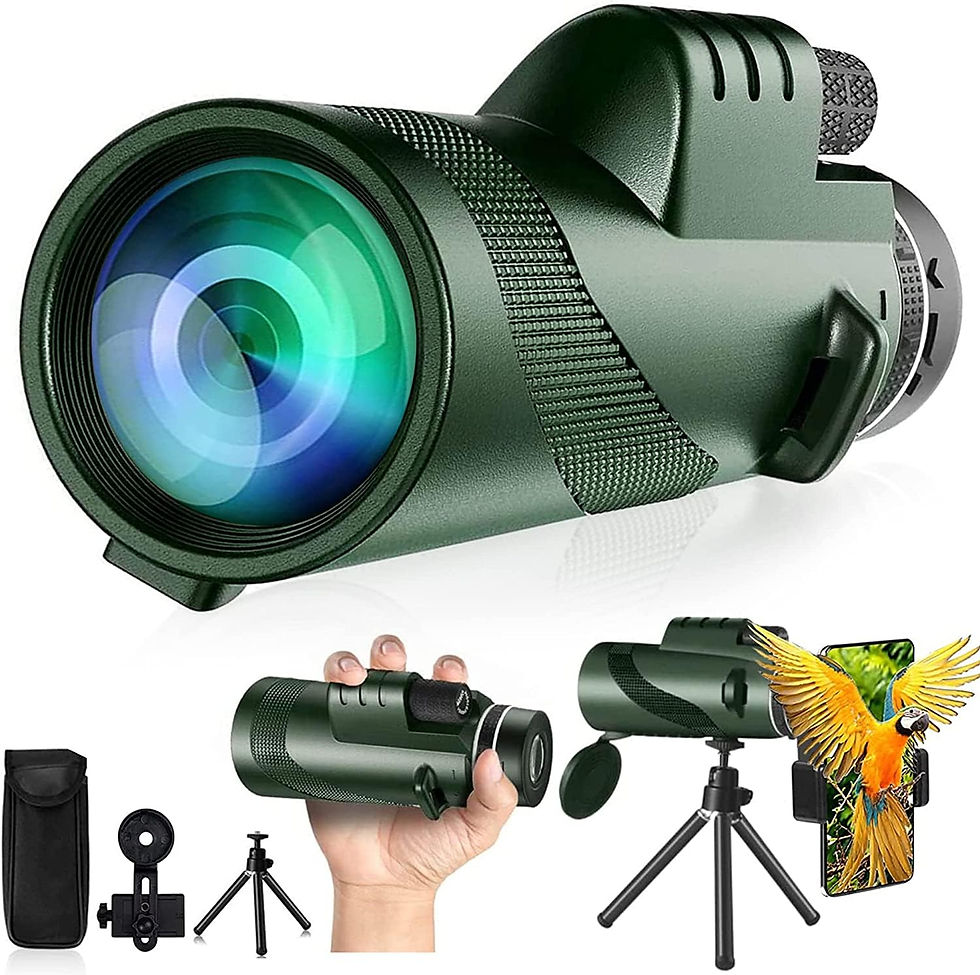 Green monocular telescope with tripod and phone adapter