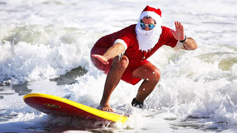 Surfing Santas Christmas Eve Cocoa Beach