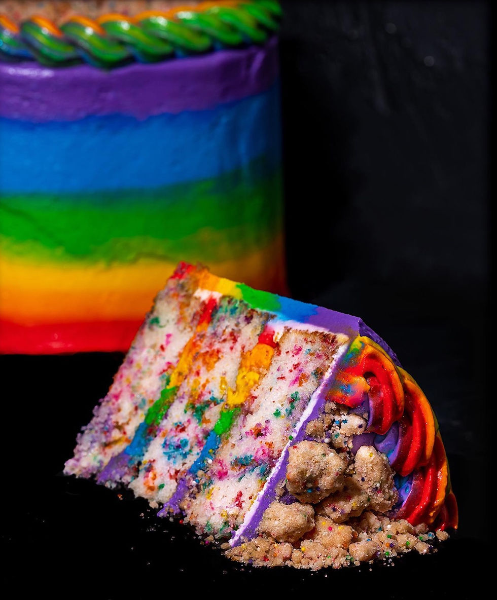 Gideon’s Bakehouse Rainbow Crunch Cake Slice