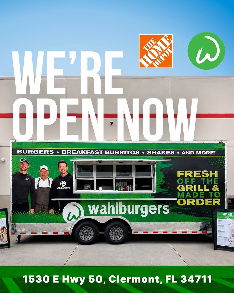 Wahlburgers has officially rolled up in a food truck to The Home Depot in Clermont!