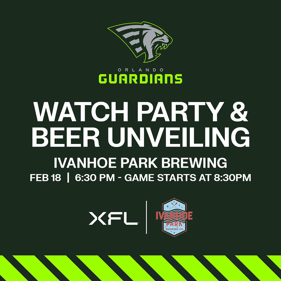 The Official Guardians Beer will be unveiled at at the first-ever Orlando Guardians Watch Party at Ivanhoe Park Brewing.