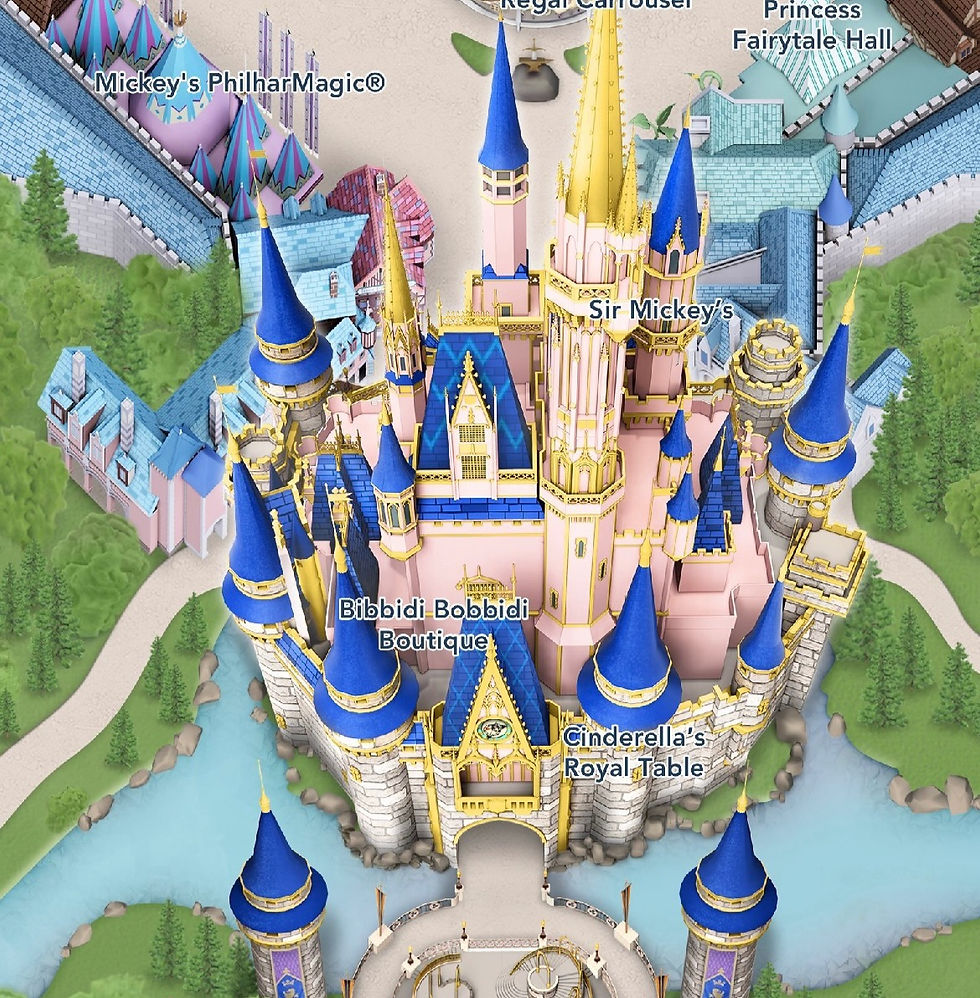 Walt Disney World update app - removing 50th Decor from Castle & barges from World Showcase Lagoon