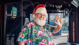 TODAY! Santa Spotted Driving A LYNX Bus In Downtown Orlando, Meet Him In The LYNX Terminal