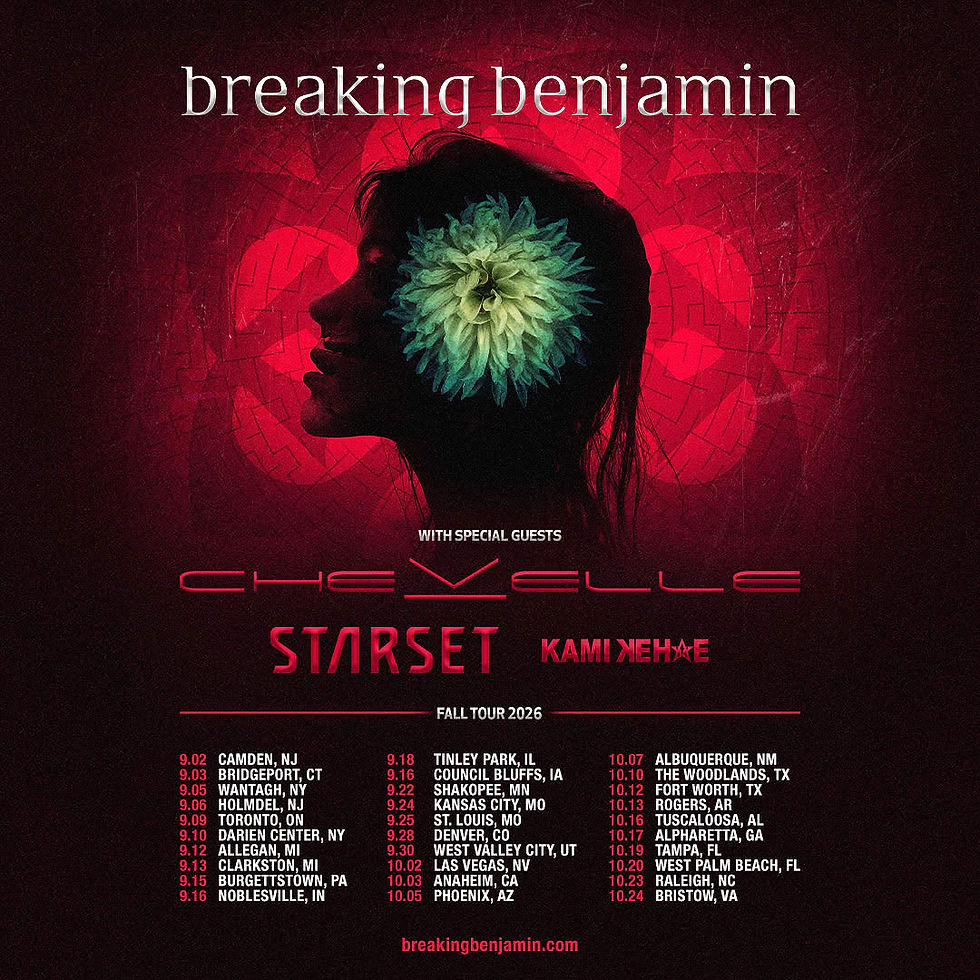 Breaking Benjamin is coming to Tampa on October 19 with Chevelle, Starset, and Kami Kehoe!
