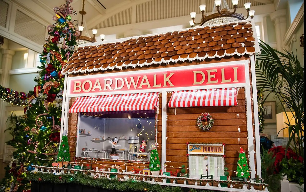 The gingerbread display at Disney’s BoardWalk Inn